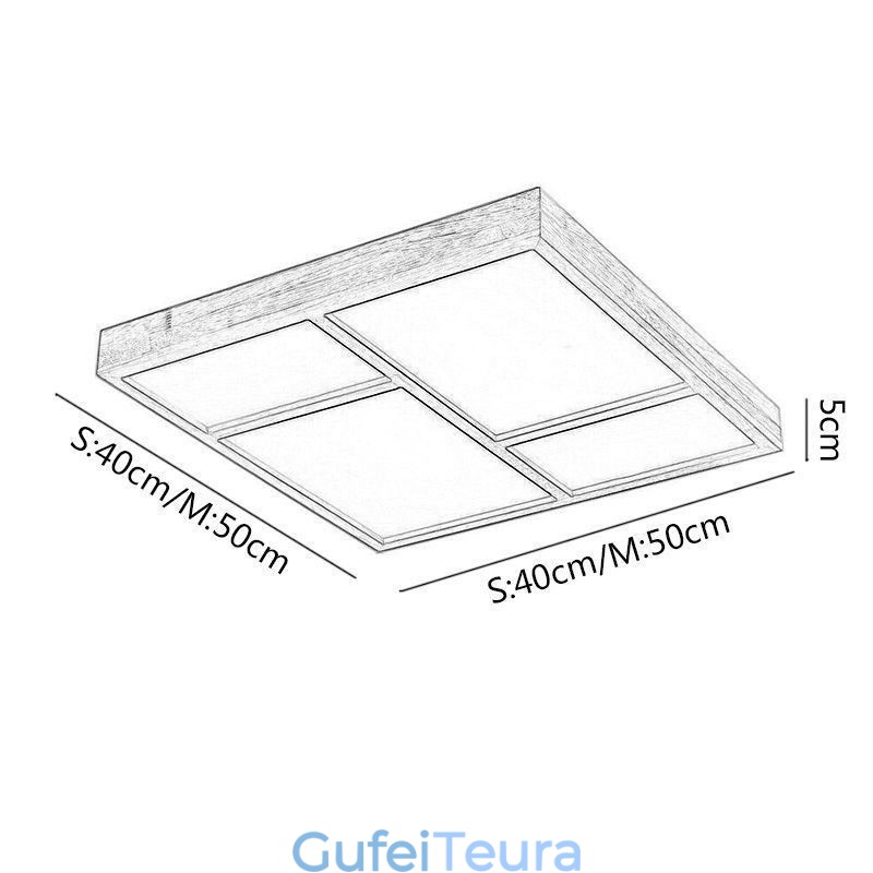 מנורת תקרת עץ אקריליק יפני אור גיאומטרי