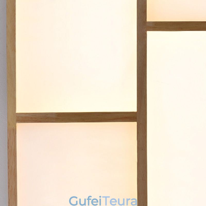 מנורת תקרת עץ אקריליק יפני אור גיאומטרי