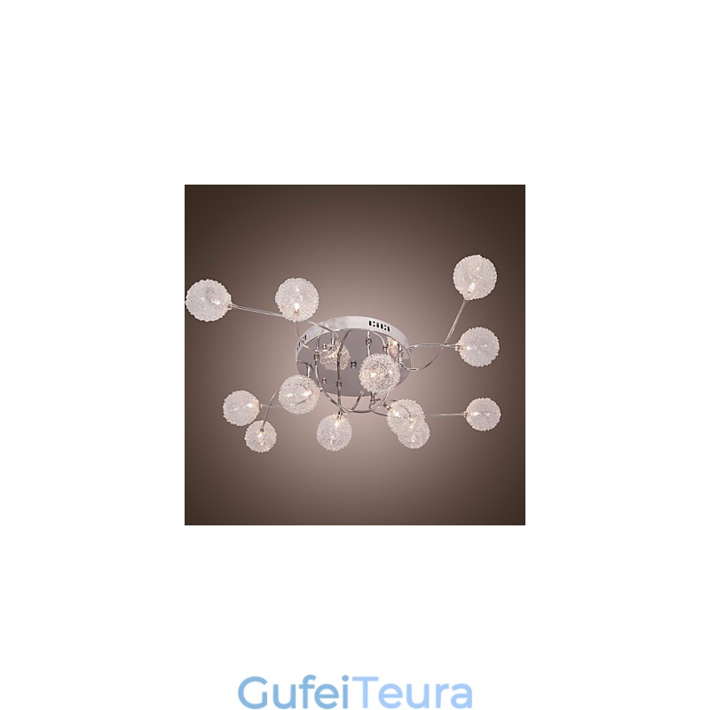 G4 12 light Iron Flush Mount Light עם הצללי אלומיניום