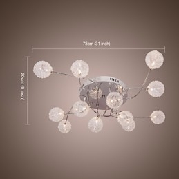 G4 12 light Iron Flush Mount Light עם הצללי אלומיניום