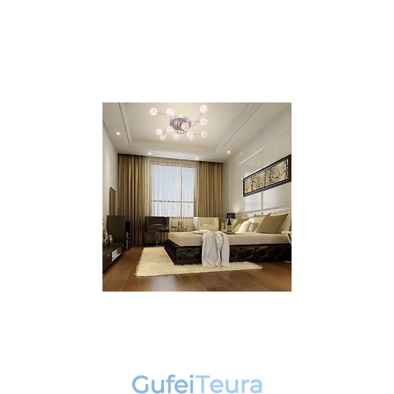 G4 12 light Iron Flush Mount Light עם הצללי אלומיניום