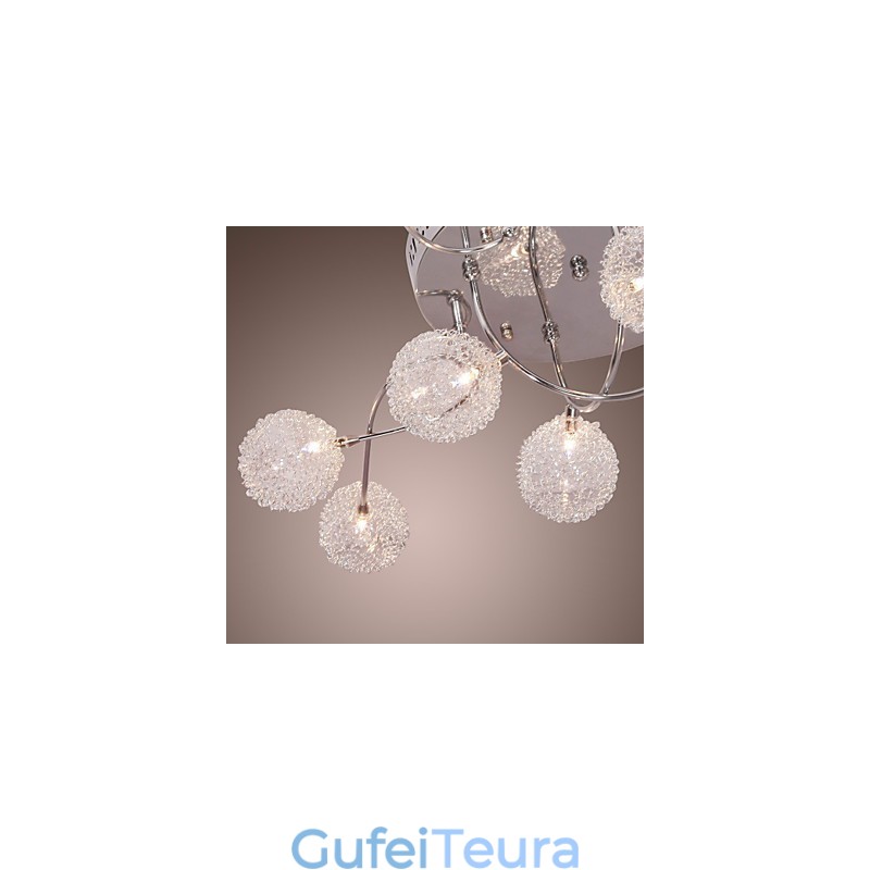 G4 12 light Iron Flush Mount Light עם הצללי אלומיניום