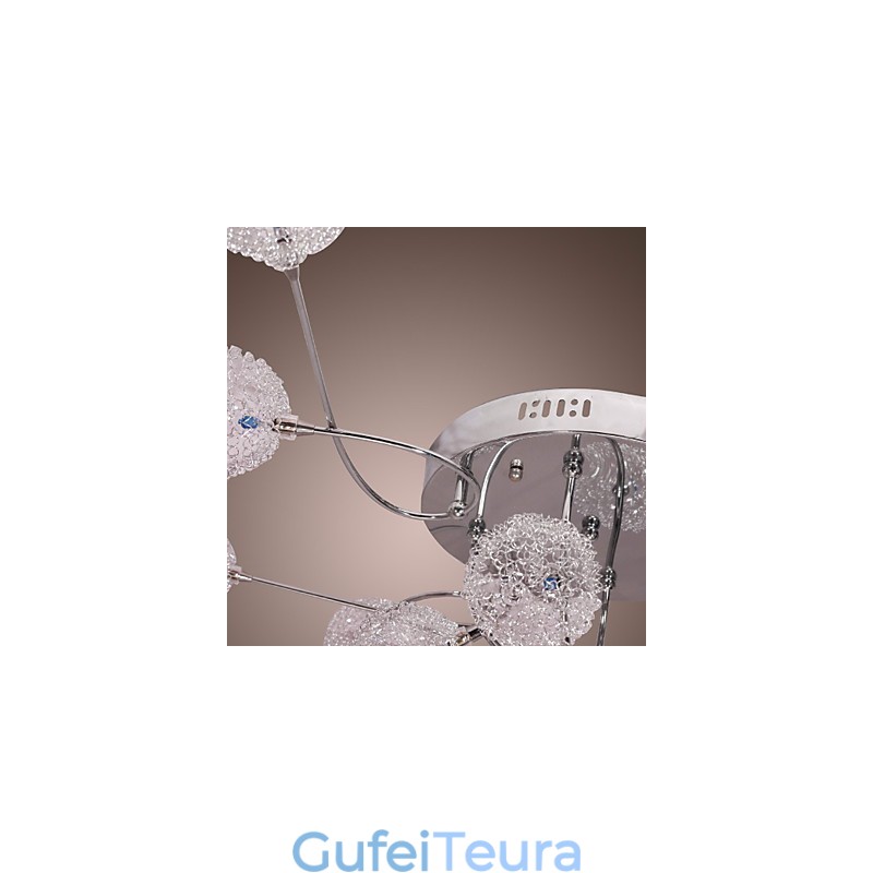 G4 12 light Iron Flush Mount Light עם הצללי אלומיניום