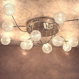 G4 12 light Iron Flush Mount Light עם הצללי אלומיניום