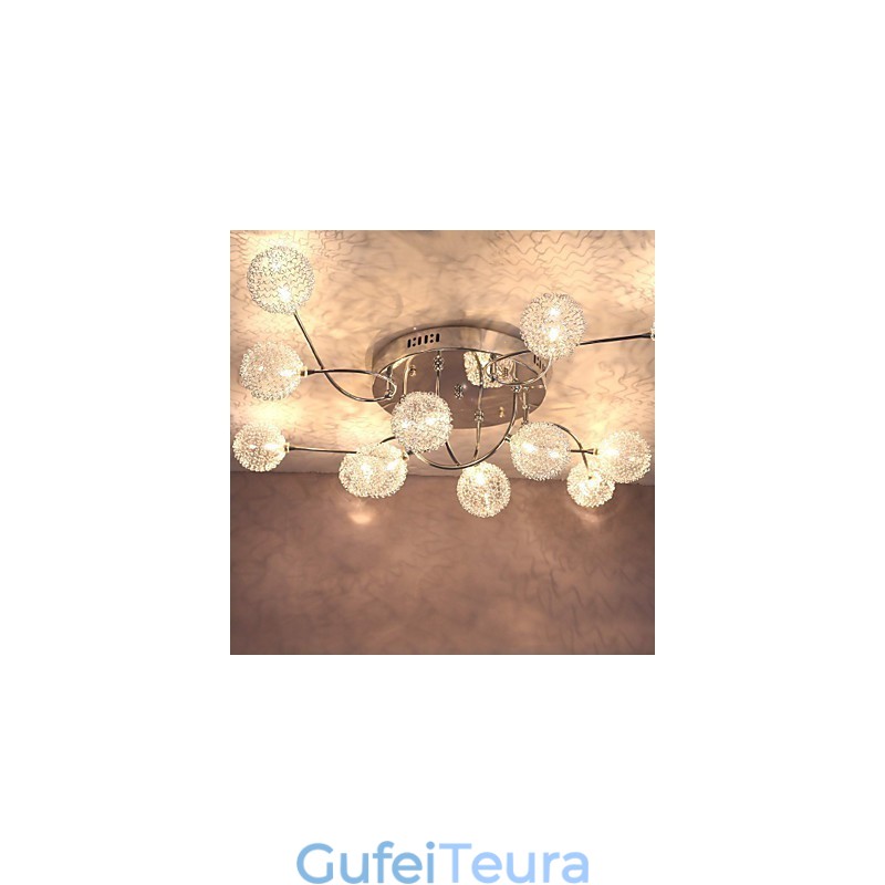 G4 12 light Iron Flush Mount Light עם הצללי אלומיניום