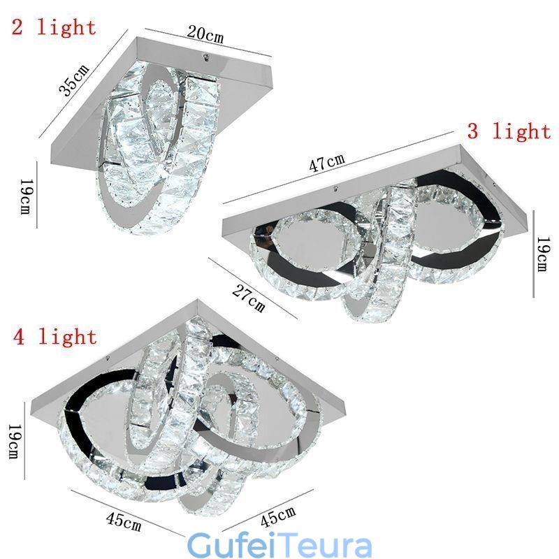 אור תקרה קריסטל חצי טבעת סומק