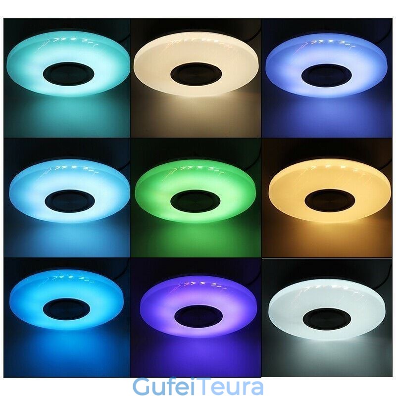 מנורה דקורטיבית בהתקנה שטוחה בשלטת אפליקציה מרחוק מנורת רמקול מוזיקה Bluetooth