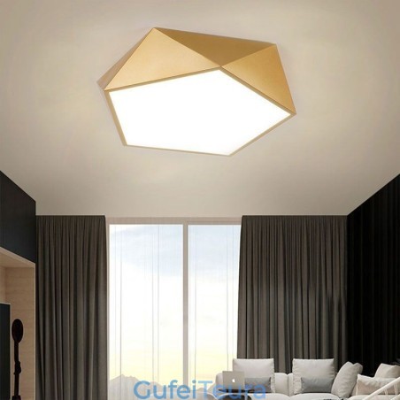 תאורת תקרה אקרילית גיאומטרית מוזהבת