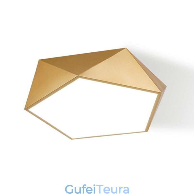 תאורת תקרה אקרילית גיאומטרית מוזהבת