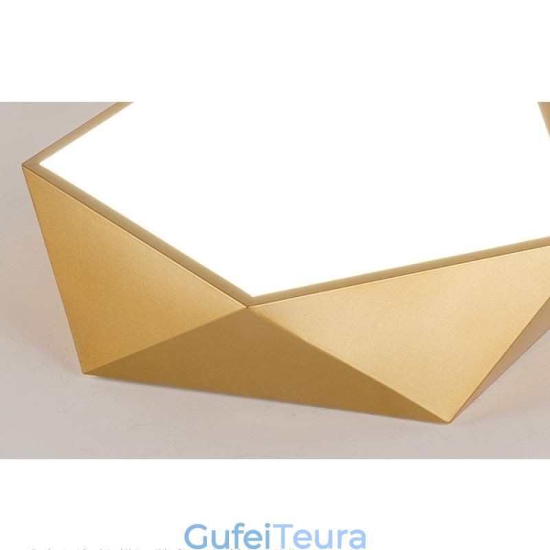 תאורת תקרה אקרילית גיאומטרית מוזהבת