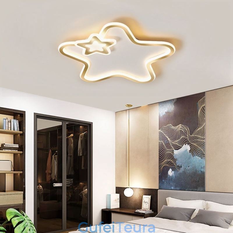 Creative Star Flush Mount Golden Star תאורת תקרה