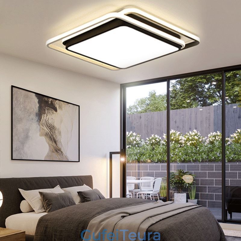 Modern Simple Flush Mount אור תקרה גיאומטרי מסגרת מרובעת אור מנורה