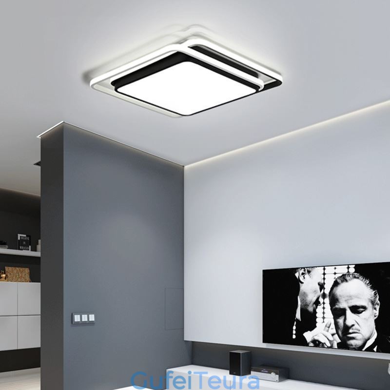 Modern Simple Flush Mount אור תקרה גיאומטרי מסגרת מרובעת אור מנורה