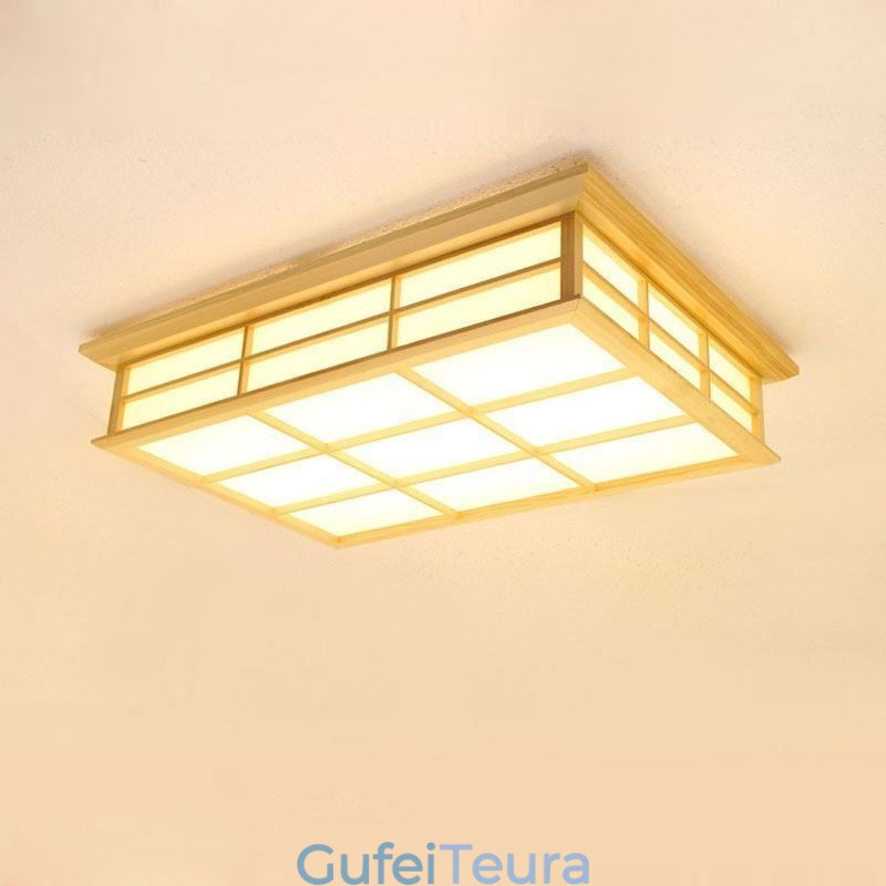 תאורת תקרת Cuboid יפנית תאורת תקרה מעץ מלא