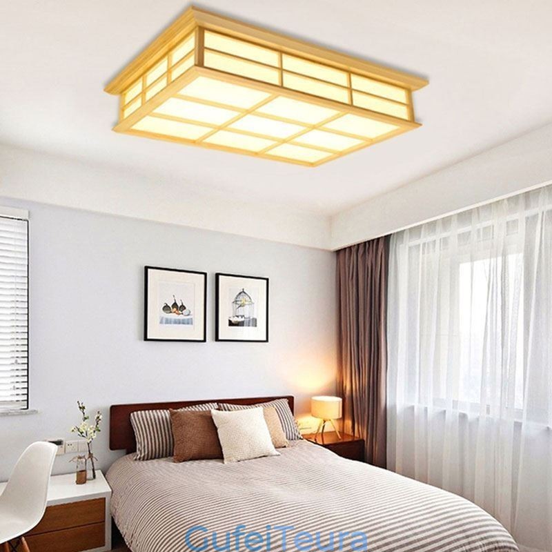 תאורת תקרת Cuboid יפנית תאורת תקרה מעץ מלא