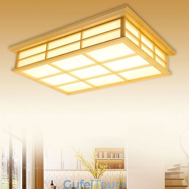 תאורת תקרת Cuboid יפנית תאורת תקרה מעץ מלא