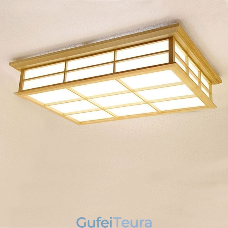 תאורת תקרת Cuboid יפנית תאורת תקרה מעץ מלא