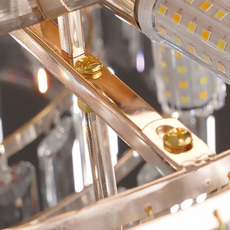 קריסטל פלאש הר יוקרה עגול קריסטל קישוט אור תקרה