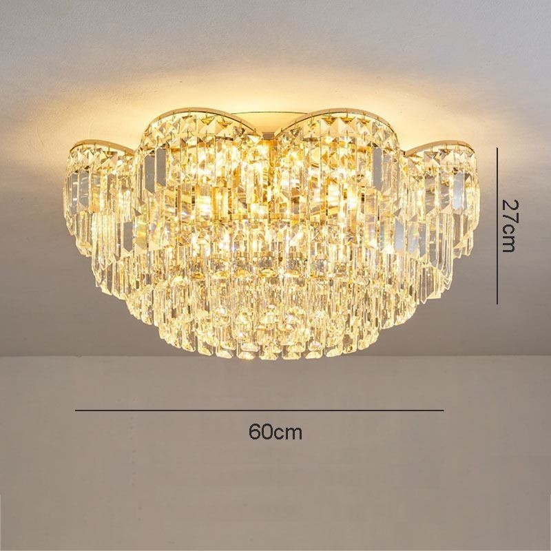 קריסטל פלאש הר יוקרה עגול קריסטל קישוט אור תקרה