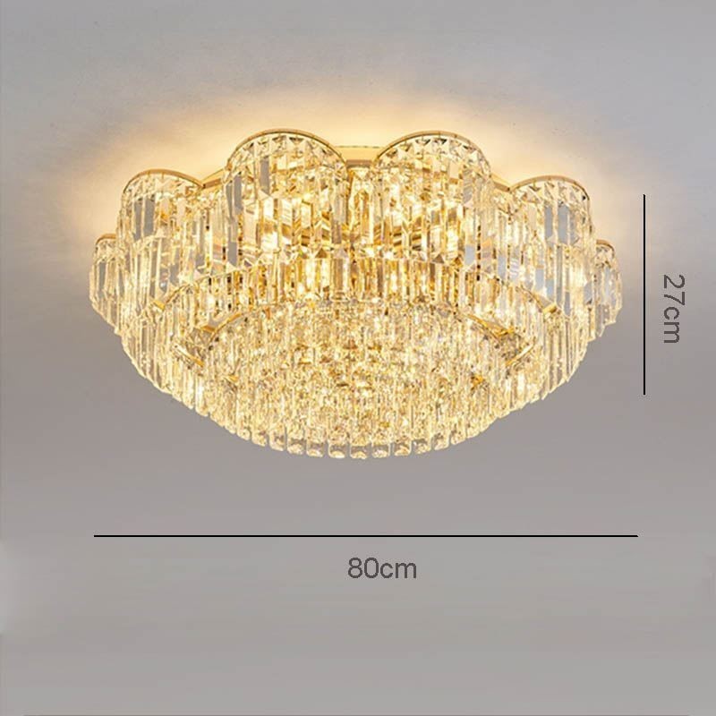 קריסטל פלאש הר יוקרה עגול קריסטל קישוט אור תקרה