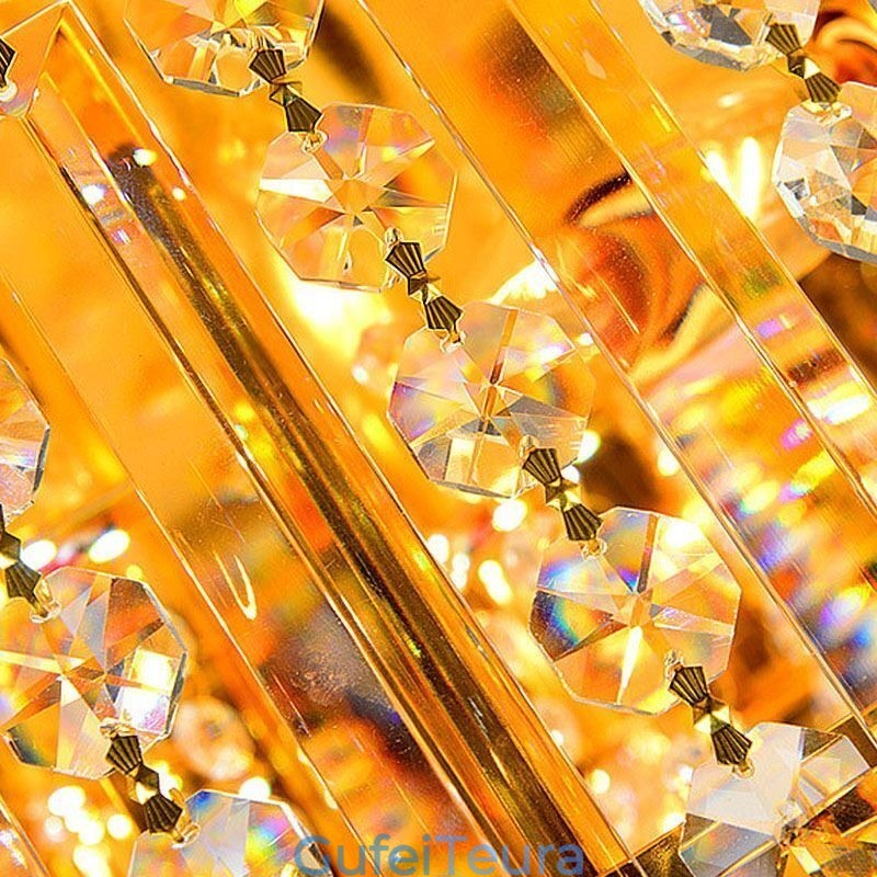 אור תקרת קריסטל זהב חינני