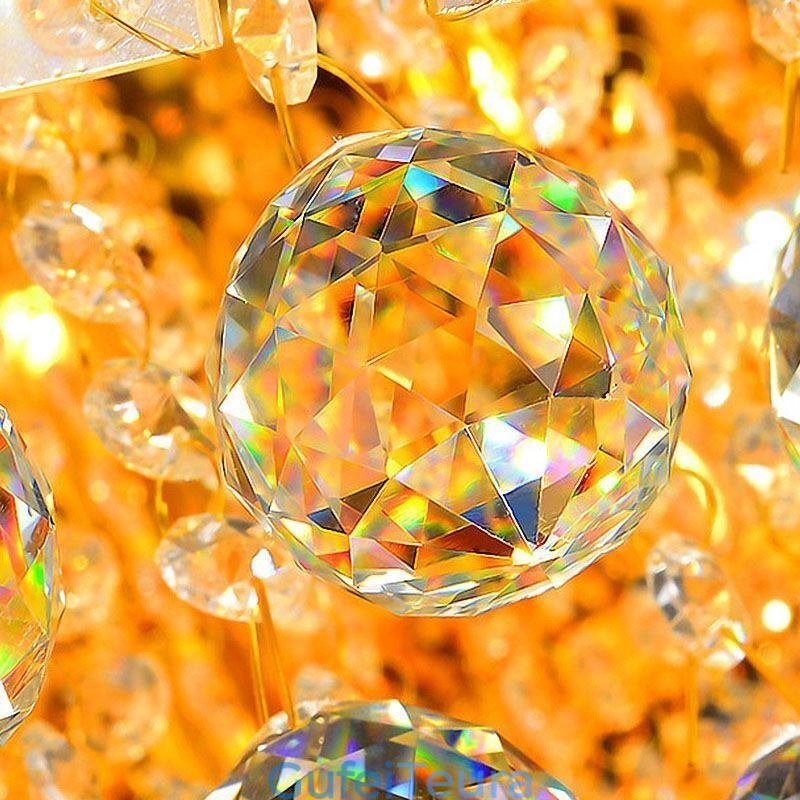 אור תקרת קריסטל זהב חינני