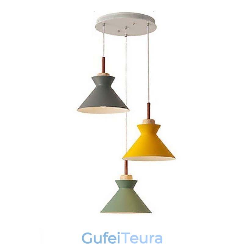 Nordic Macaron Island 3 Light Pendant Light Simple Iron Arti Three Lights