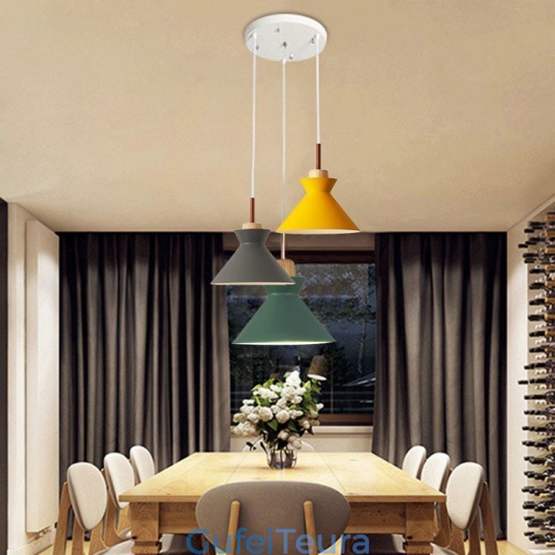 Nordic Macaron Island 3 Light Pendant Light Simple Iron Arti Three Lights