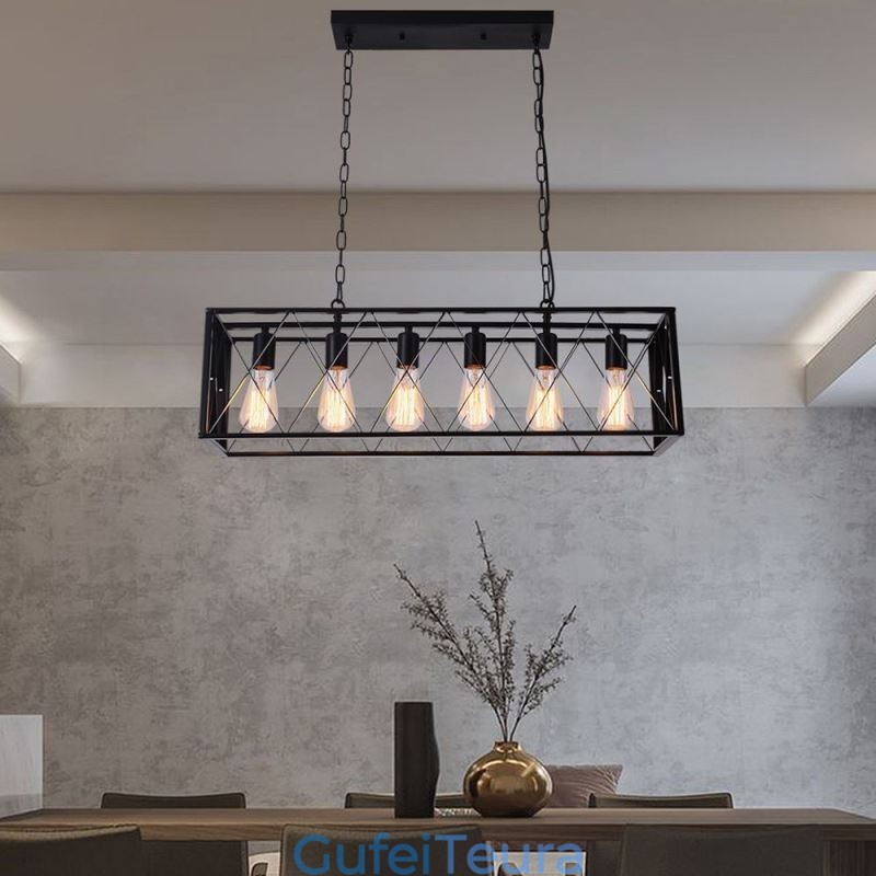 אור תליון כפרי מלבני 6 אור תלייה חווה