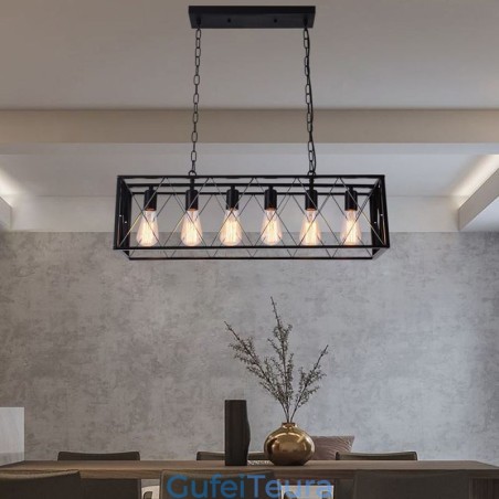 אור תליון כפרי מלבני 6 אור תלייה חווה