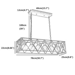 אור תליון כפרי מלבני 6 אור תלייה חווה