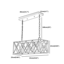 אור תליון כפרי מלבני 4 אור חווה תלייה אור