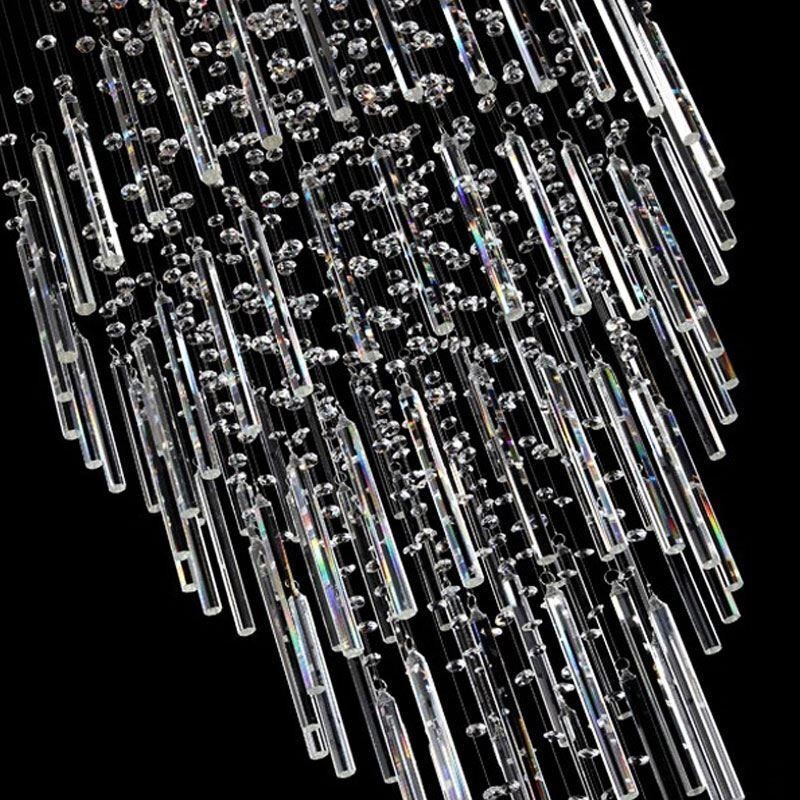 נברשת קריסטל מרובעת מודרנית עכשווית אלגנטית תאורה דופלקס מדרגות