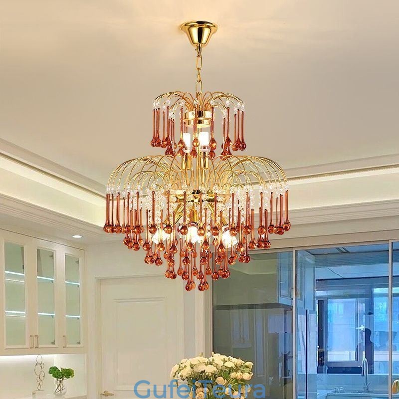 אור תליון קריסטל אור תקרה דקורטיבי דופלקס אלגנטי