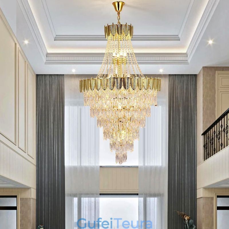 אור תליון קריסטל מחודד לוכד את העין תאורת תקרה דקורטיבית דופלקס