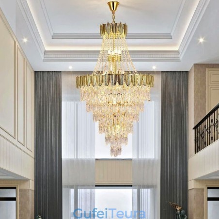 אור תליון קריסטל מחודד לוכד את העין תאורת תקרה דקורטיבית דופלקס