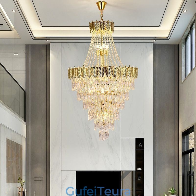 אור תליון קריסטל מחודד לוכד את העין תאורת תקרה דקורטיבית דופלקס