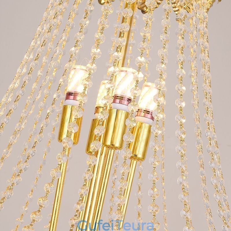 אור תליון קריסטל מחודד לוכד את העין תאורת תקרה דקורטיבית דופלקס