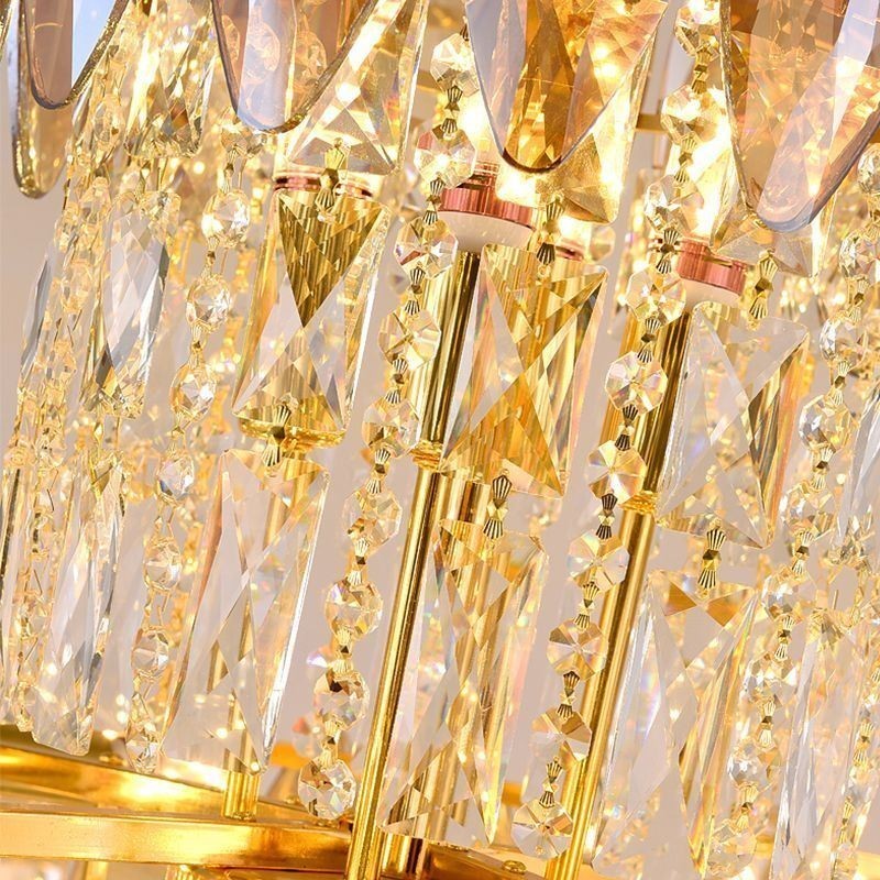 אור תליון קריסטל מחודד דופלקס אור תקרה דקורטיבי 80 ס"מ