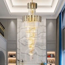 תאורת תליון קריסטל זהב מפוארת תאורה דקראטיבית 60*H180 ס"מ