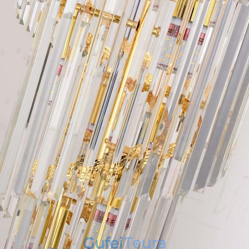 תאורת תליון קריסטל זהב מפוארת תאורה דקראטיבית 60*H180 ס"מ