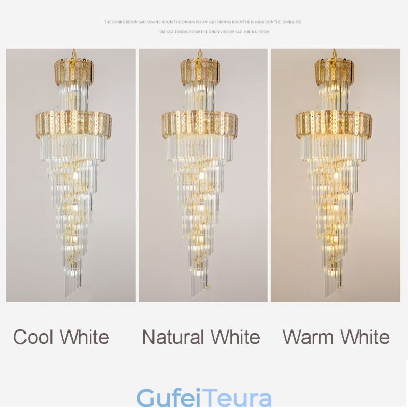 תאורת תליון קריסטל זהב מפוארת תאורה דקראטיבית 60*H180 ס"מ