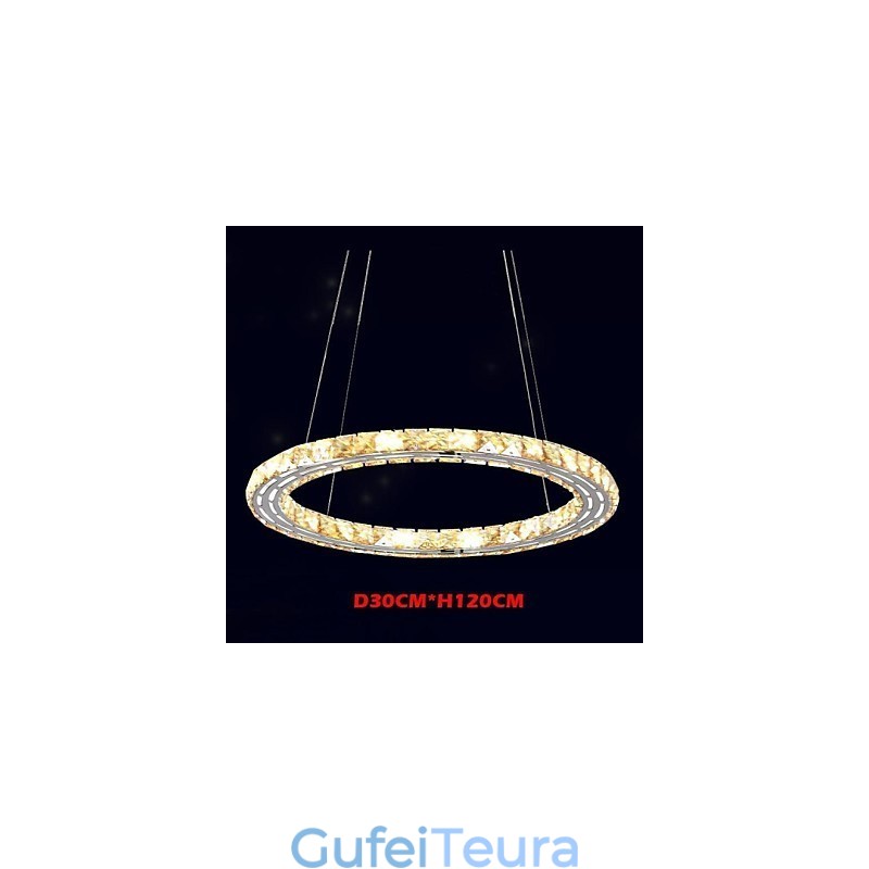 מנורות תאורת תליון קריסטל גופים מודרניים ענבר K9 קריסטל טבעת יחידה עגולה 30 ס"מ