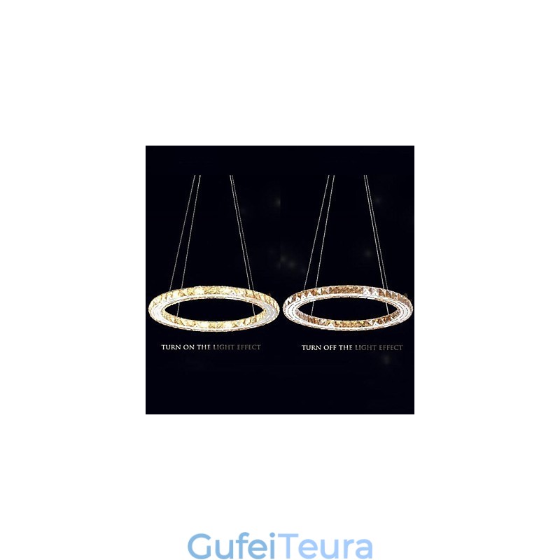 מנורות תאורת תליון קריסטל גופים מודרניים ענבר K9 קריסטל טבעת יחידה עגולה 30 ס"מ