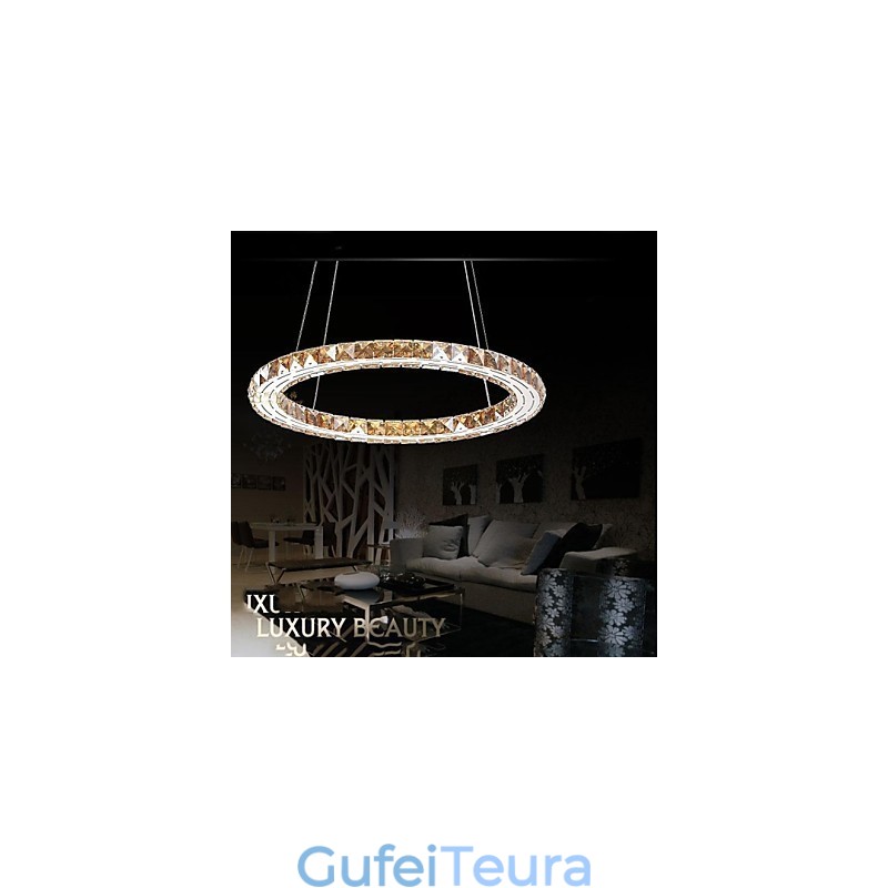 מנורות תאורת תליון קריסטל גופים מודרניים ענבר K9 קריסטל טבעת יחידה עגולה 30 ס"מ