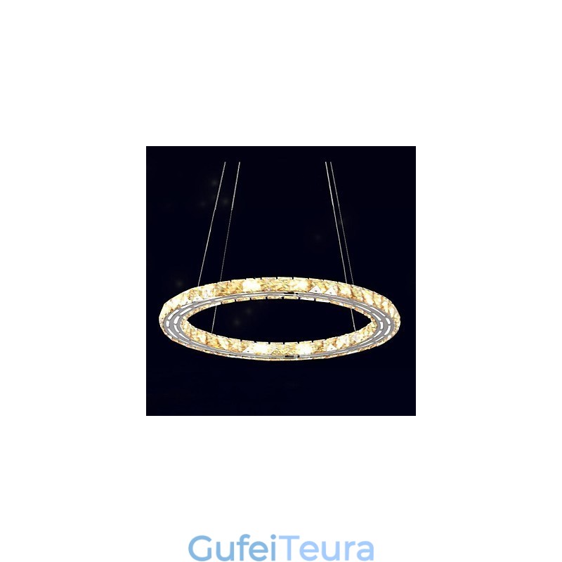 מנורות תאורת תליון קריסטל גופים מודרניים ענבר K9 קריסטל טבעת יחידה עגולה 30 ס"מ