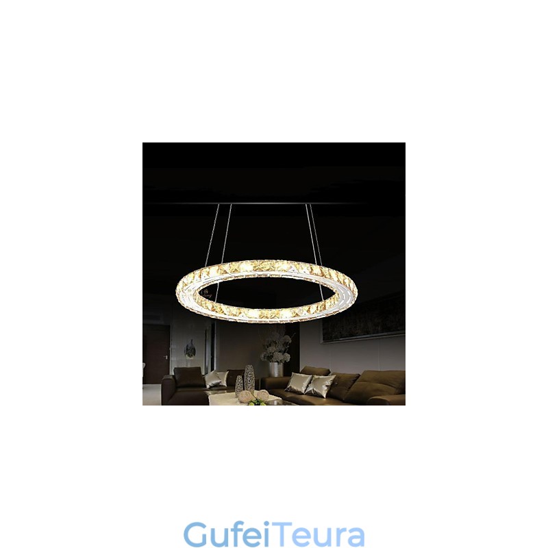 מנורות תאורת תליון קריסטל גופים מודרניים ענבר K9 קריסטל טבעת יחידה עגולה 30 ס"מ