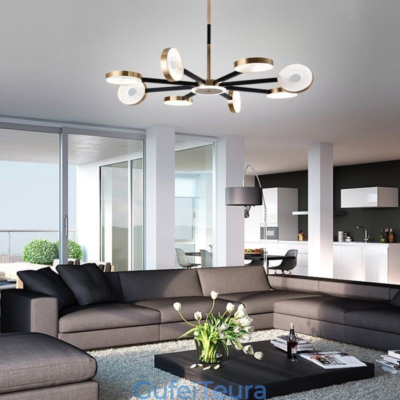 אור תליון מינימליסטי תשעה ראשים מעגל אור תקרה