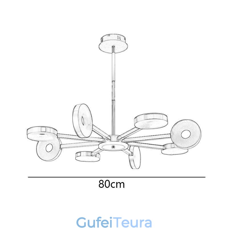 אור תליון מינימליסטי תשעה ראשים מעגל אור תקרה