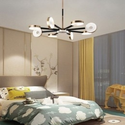 אור תליון מינימליסטי תשעה ראשים מעגל אור תקרה